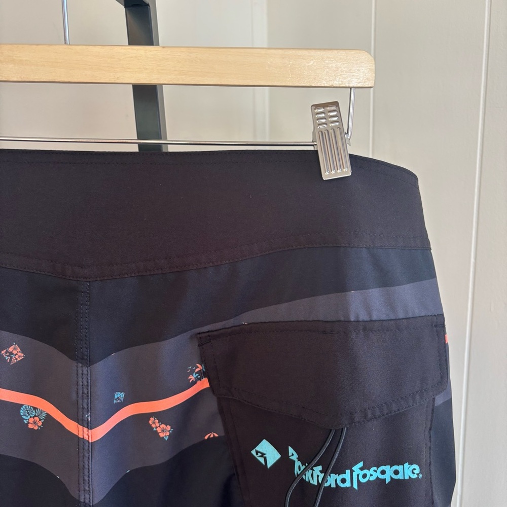 Rockford x Dixxon Black Teal Boardshorts Men’s 42x10 Quick Dry 4-Way Stretch